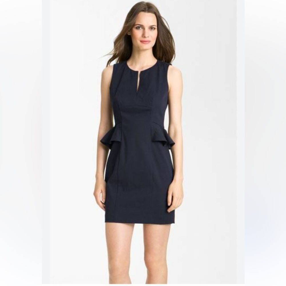 REBECCA TAYLOR PEPLUM SHEATH FADDED BLACK DRESS sz 0